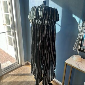 Feathers Boho Aztec stripes Strapless Jumpsuit